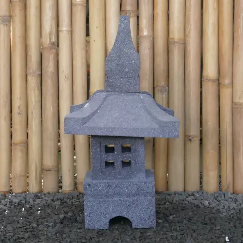 Product image of the product “Japanese style Garden Lantern, made from Andesit Stone. Multipart. 50 cm Height, Roof is 30 cm width. ”